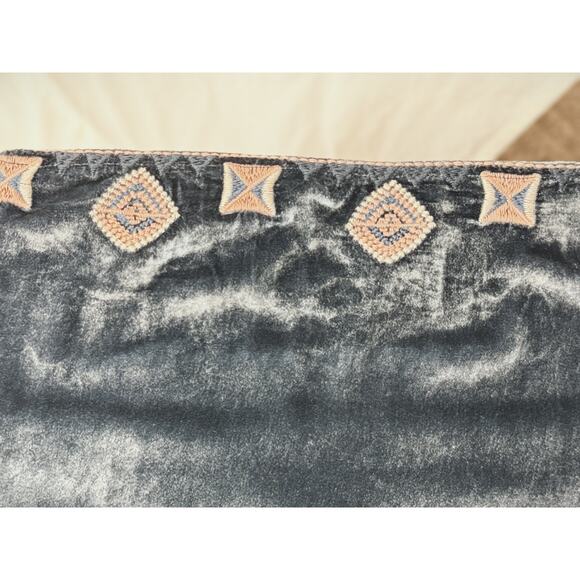 Johnny Was Steel Blue STUNNING Embroidered Velvet Tunic Blouse XL #0052 - Picture 11 of 11